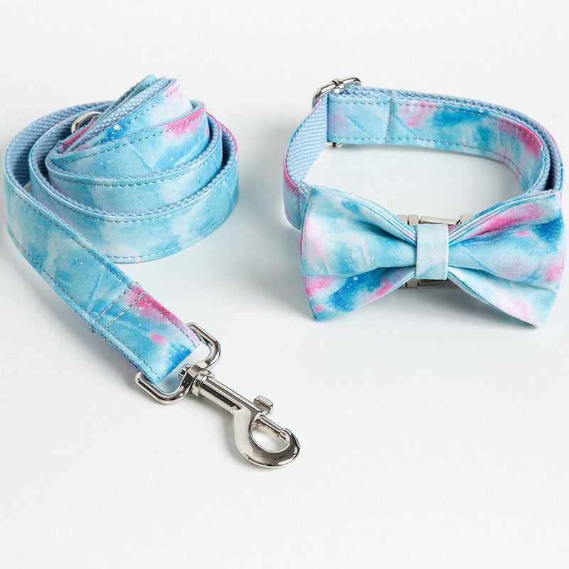 Cross-Border Pet Collar Leash Bow Set Ins Foreign Trade Dog Safety