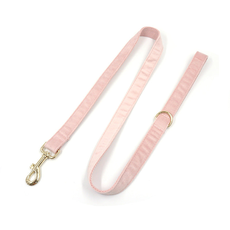 Pettns | Pink Velvet Dog Collar with Light Gold Buckle for Everyday Wear