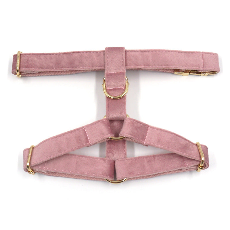 Pettns | Champagne Pink Velvet Dog Harness with Gold-Tone Buckle for Everyday Walks