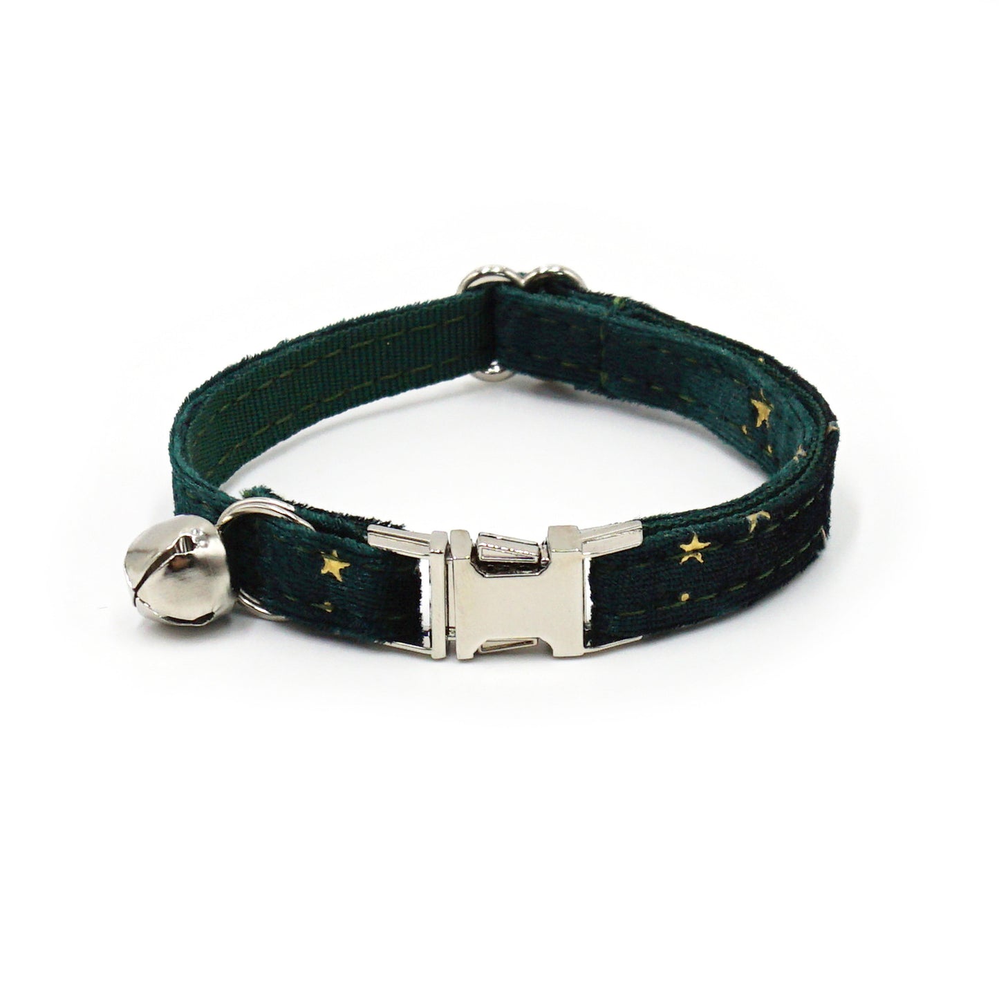 Pettns | Green Velvet Cat Collar with Star Detail for Seasonal Daily Wear