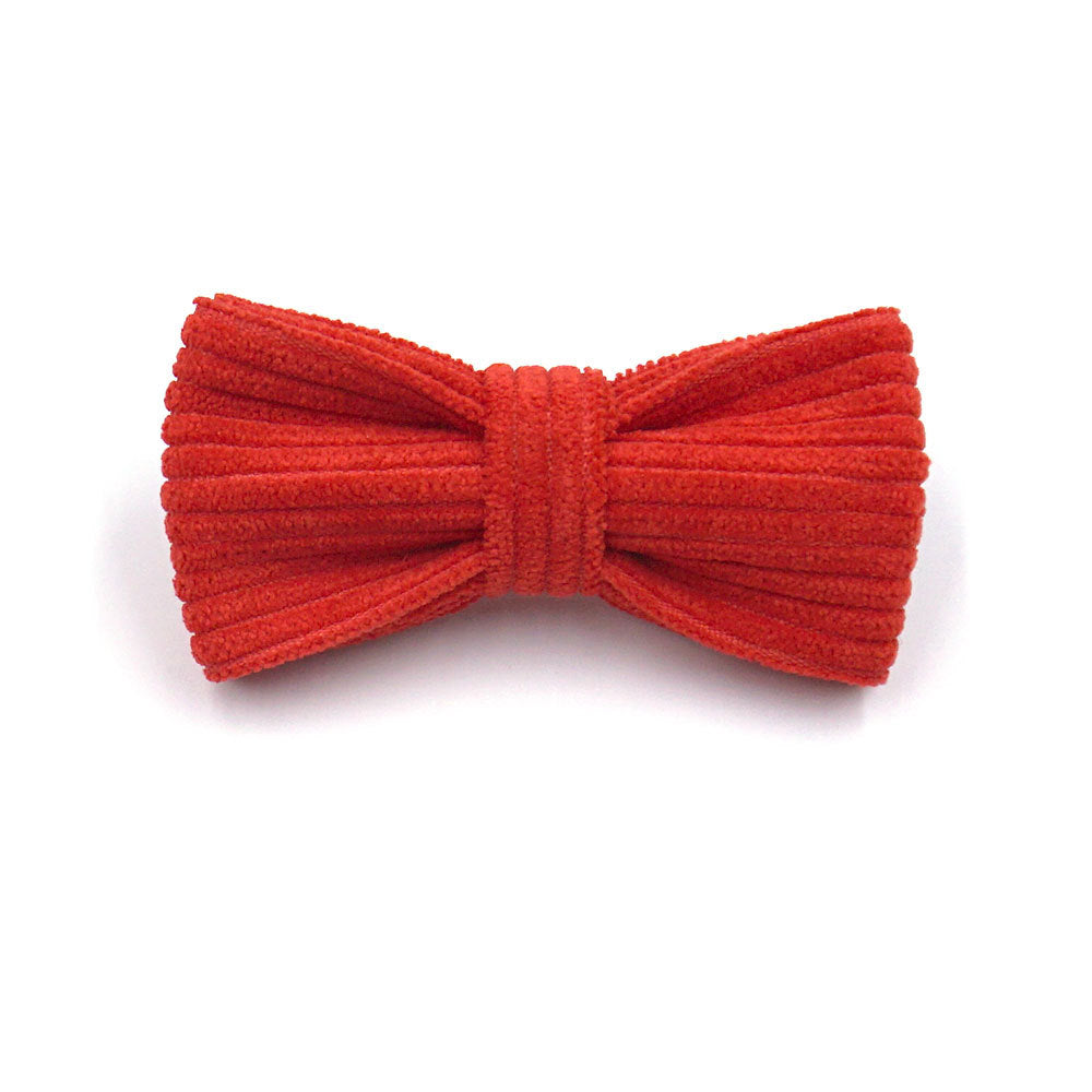 Pettns | Pumpkin Red Corduroy Cat Collar with Bow Detail and Optional Engraving