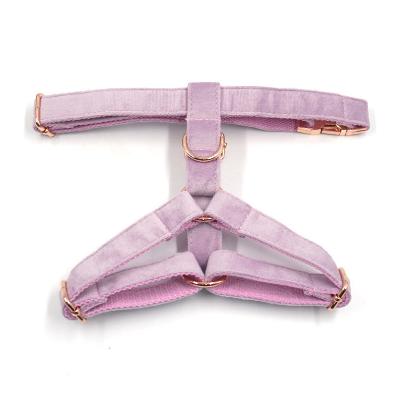 Pettns | Lilac Purple Velvet Dog Vest Harness with Rose Gold–Tone Buckle for Everyday Walks