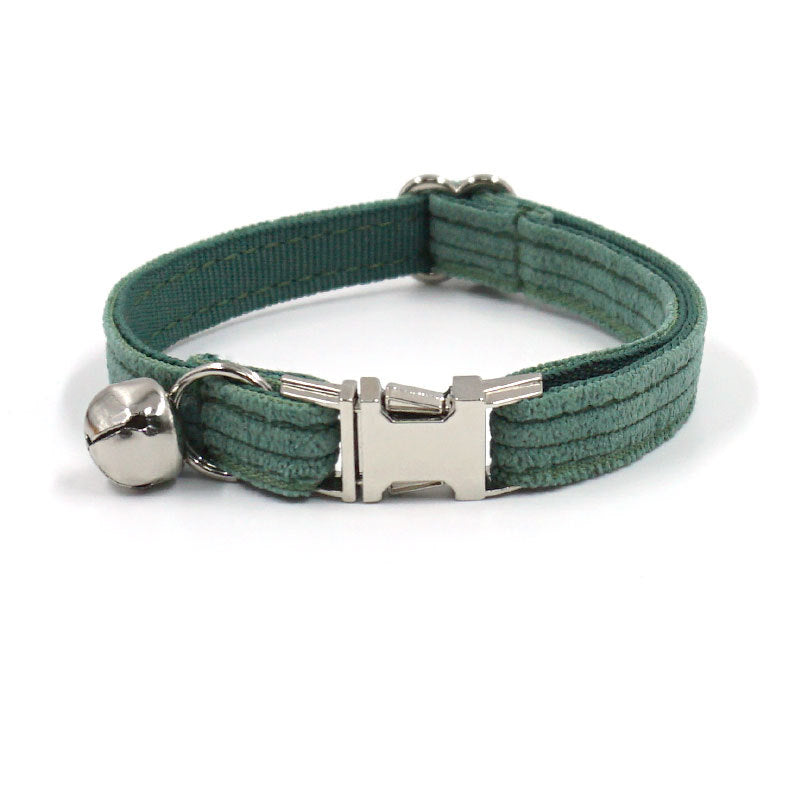 Pettns | Duck Green Corduroy Cat Collar with Bow Detail and Bell for Everyday Wear