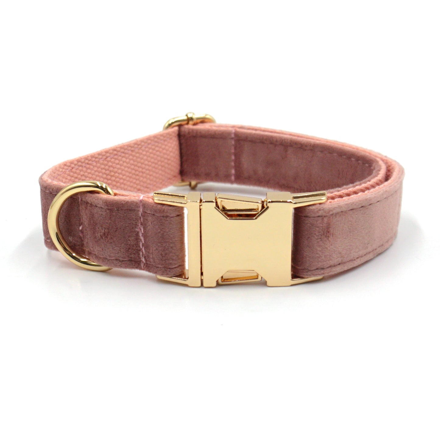 Cross-Border Dropshipping Elegant Dark Pink Velvet Gold Buckle Pet Collar Leash Bow Set Laser Engraving