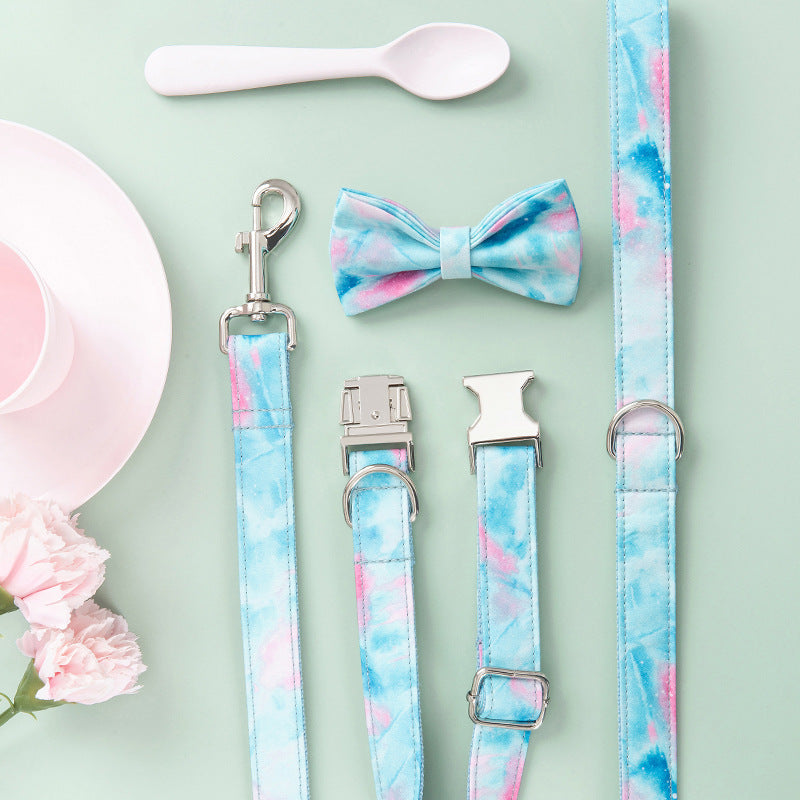 Cross-Border Pet Collar Leash Bow Set Ins Foreign Trade Dog Safety