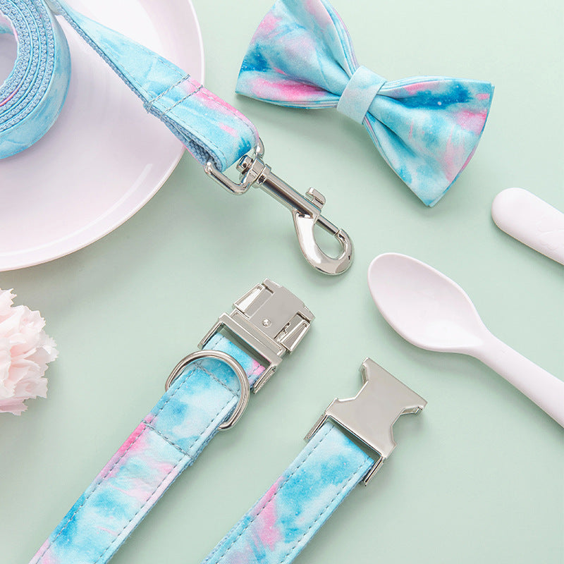 Cross-Border Pet Collar Leash Bow Set Ins Foreign Trade Dog Safety