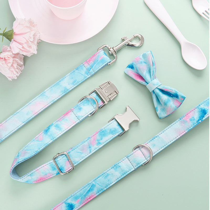 Cross-Border Pet Collar Leash Bow Set Ins Foreign Trade Dog Safety