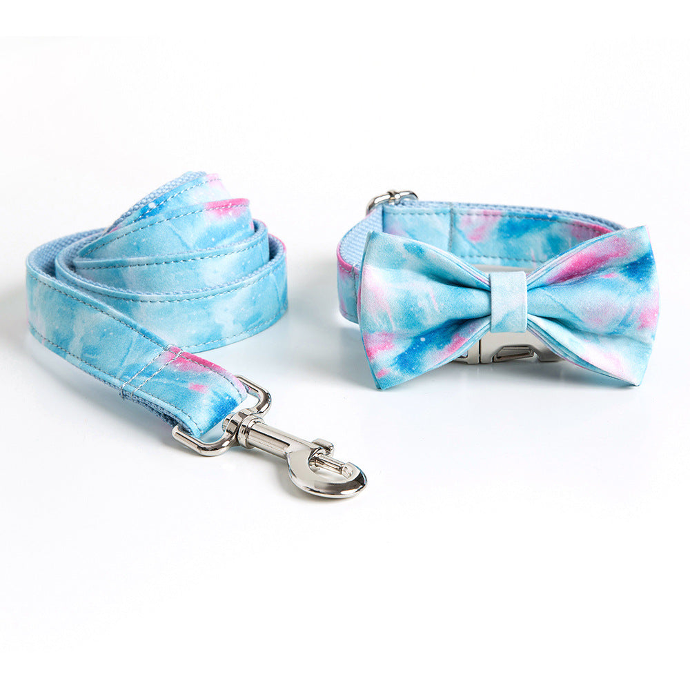 Cross-Border Pet Collar Leash Bow Set Ins Foreign Trade Dog Safety