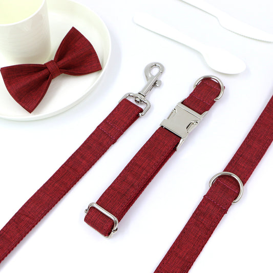 Pettns | Red Dog Collar and Leash Set with Bow Detail for Everyday Walks