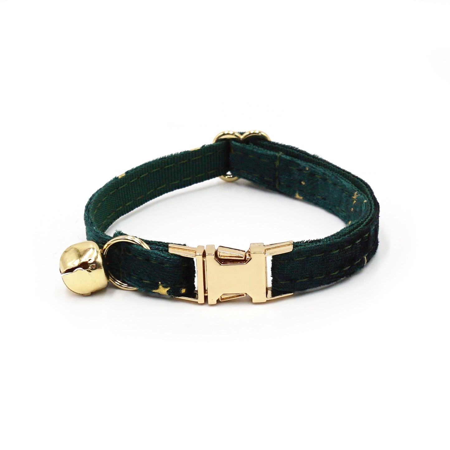 Pettns | Green Velvet Cat Collar with Star Detail for Seasonal Daily Wear