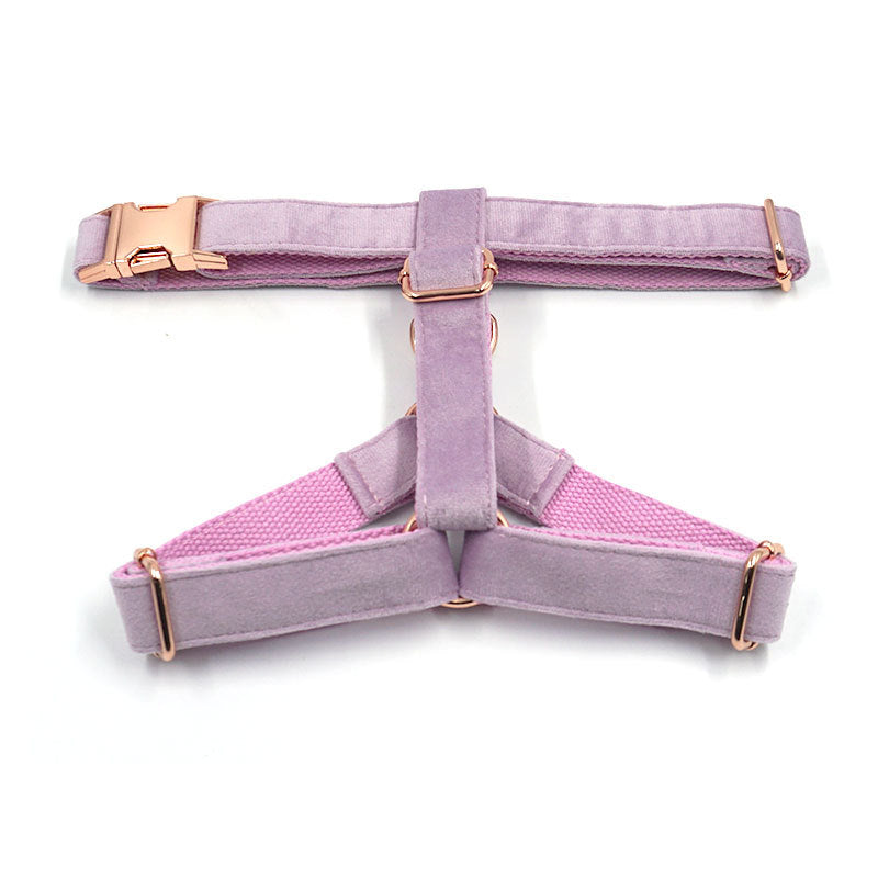 Pettns | Lilac Purple Velvet Dog Vest Harness with Rose Gold–Tone Buckle for Everyday Walks