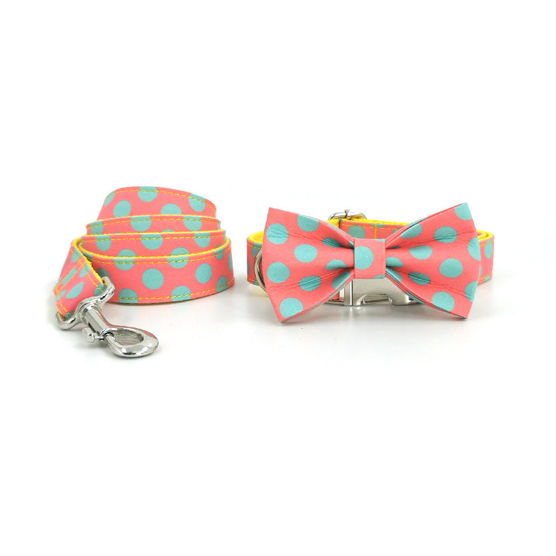 Pettns | Polka Dot Dog Collar and Leash Set for Daily Walking