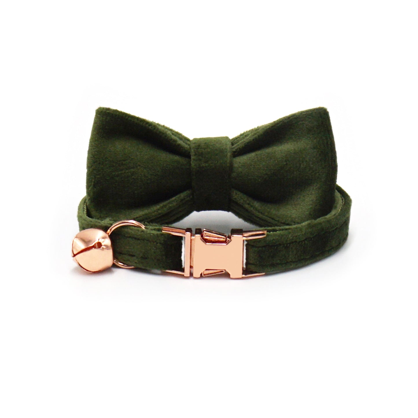 Cross-Border Pet Supplies Dropshipping Laser Engraving Cat Collar Army Green Velvet Pet Cat Bell Collar