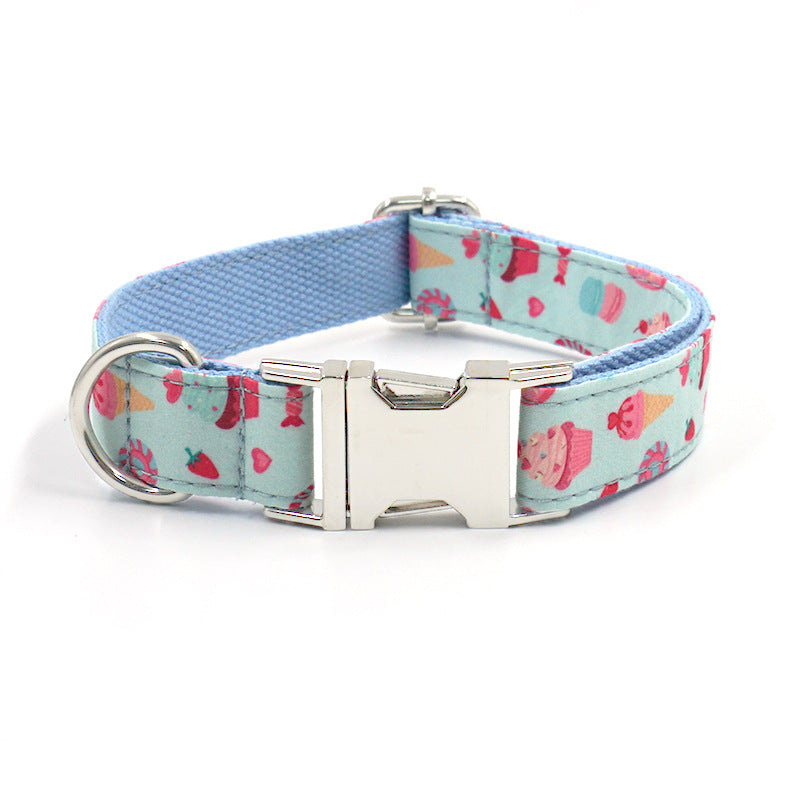 Cross-Border Pet Collar Leash Bow Set Ins Style Cute Cartoon Dog Collar Leash When Going Out
