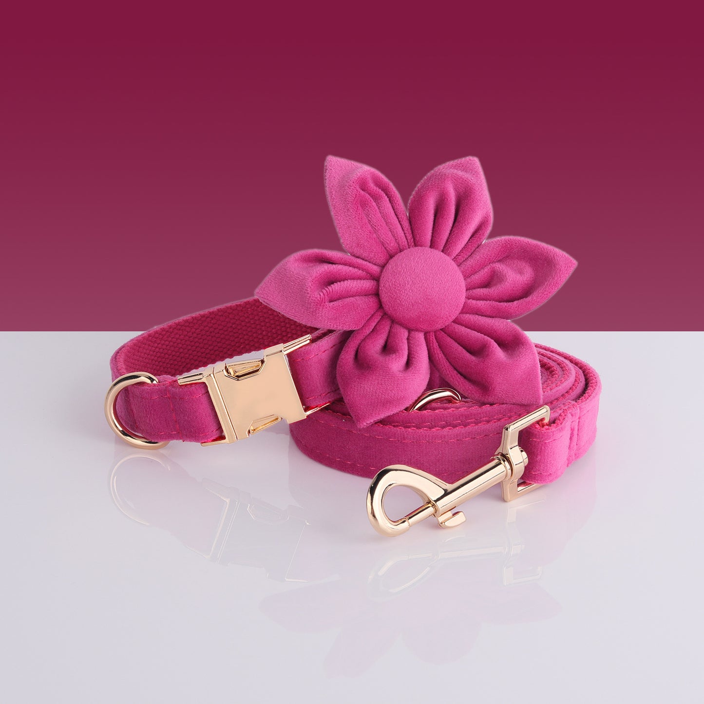 Boss Miha’S New Velvet Pet Collar Cute Flower Bow Leash Set Can Be Laser Engraved