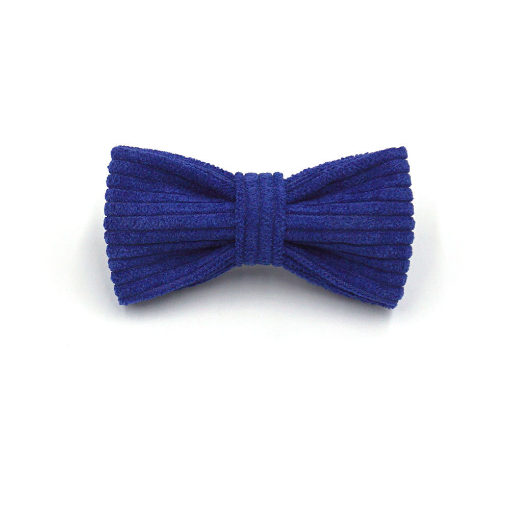 Pettns | Sapphire Blue Corduroy Cat Collar with Bow Detail, Bell and Optional Engraving