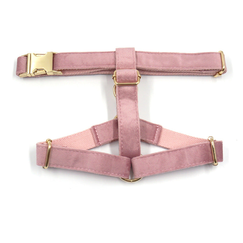Pettns | Champagne Pink Velvet Dog Harness with Gold-Tone Buckle for Everyday Walks