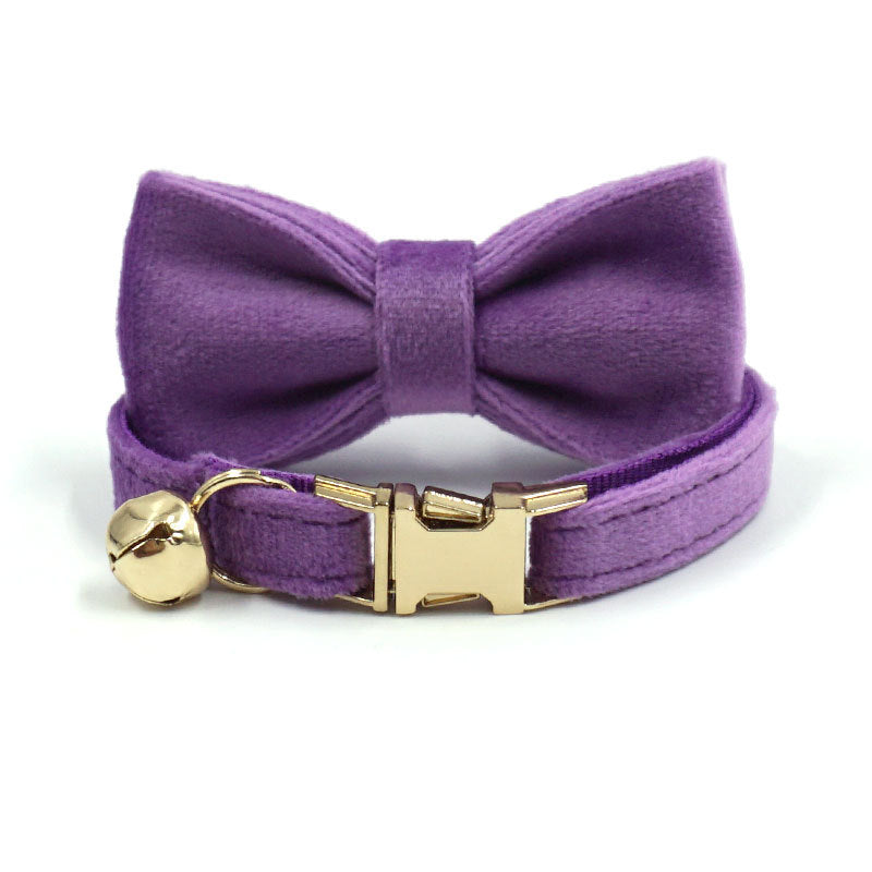 Pettns | Dark Purple Velvet Cat Collar with Custom Engraving for Everyday Pet Identification