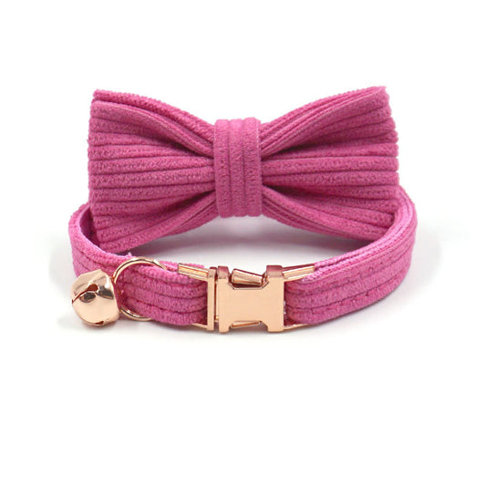 Pettns | Begonia Red Corduroy Cat Collar with Letter Detail for Daily Pet Wear