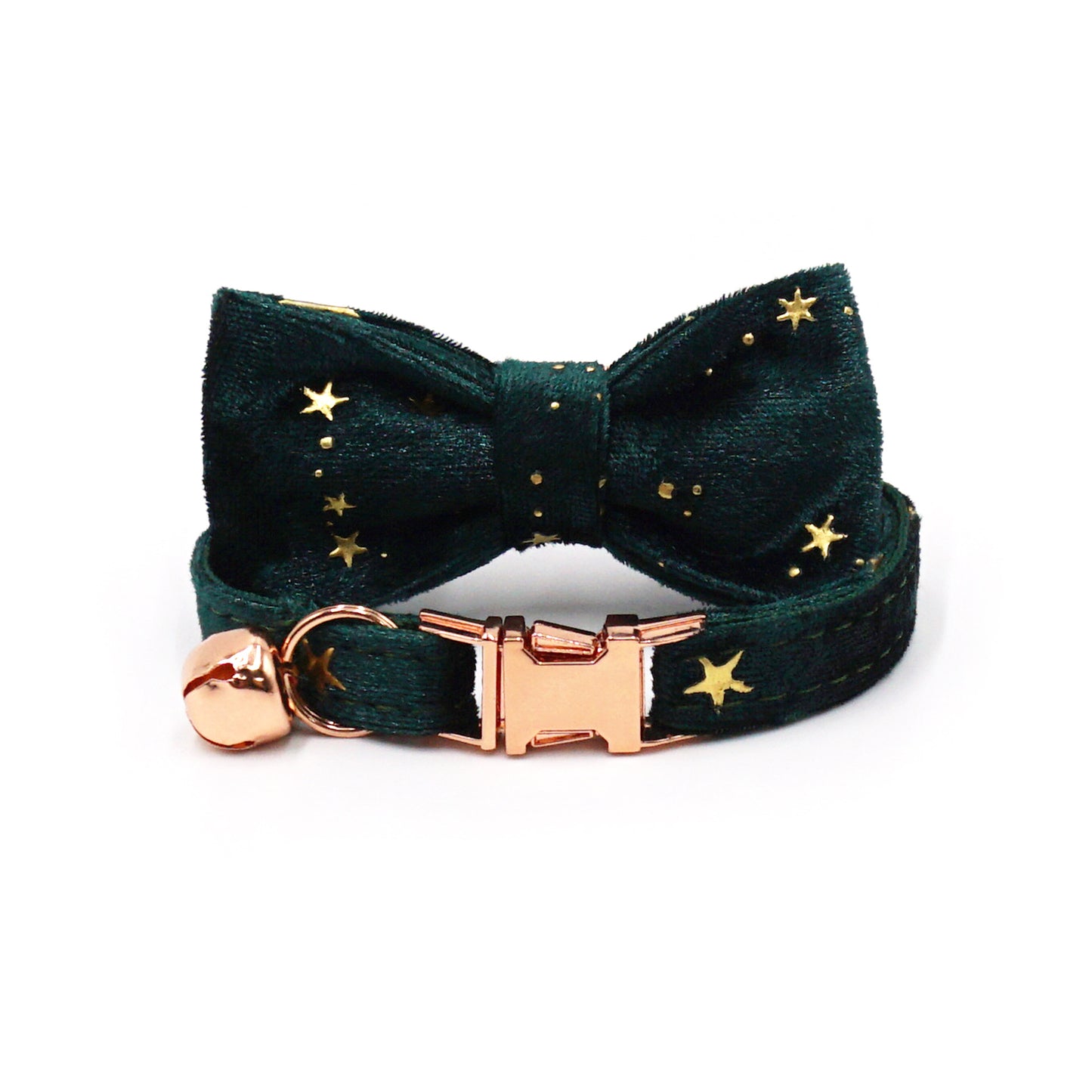 Pettns | Green Velvet Cat Collar with Star Detail for Seasonal Daily Wear
