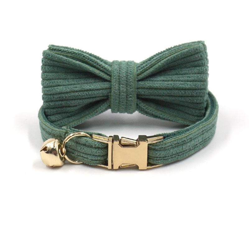 Cross-Border Wholesale Cute Cat Bell Collar, Handsome Cat Bow, Corduroy Cat Collar, Lettering Dropshipping