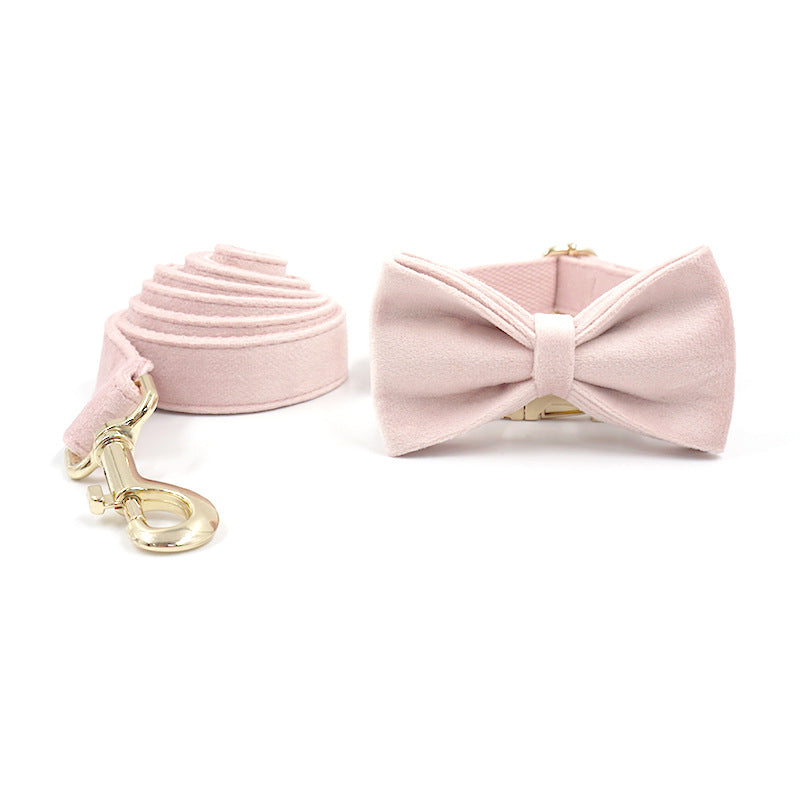 Pettns | Pink Velvet Dog Collar with Light Gold Buckle for Everyday Wear