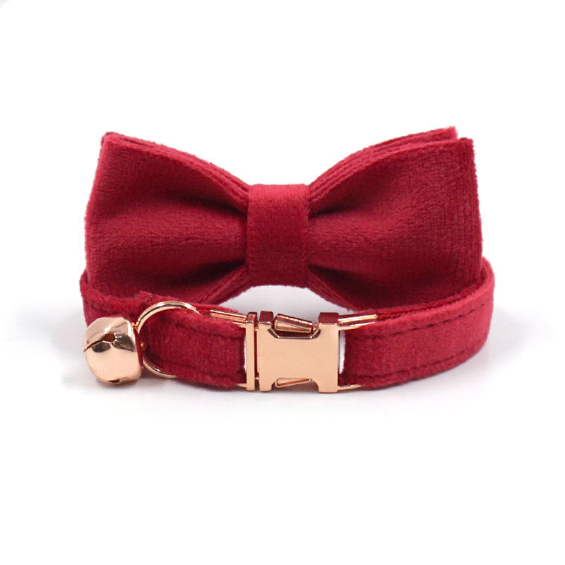 Pettns | Bow Style Cat and Small Dog Collar with Engraved Detail, Metal Buckle and Bell