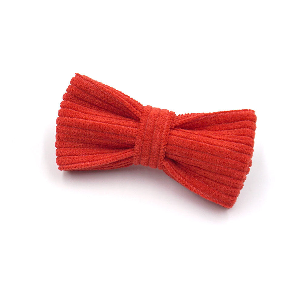 Pettns | Pumpkin Red Corduroy Cat Collar with Bow Detail and Optional Engraving