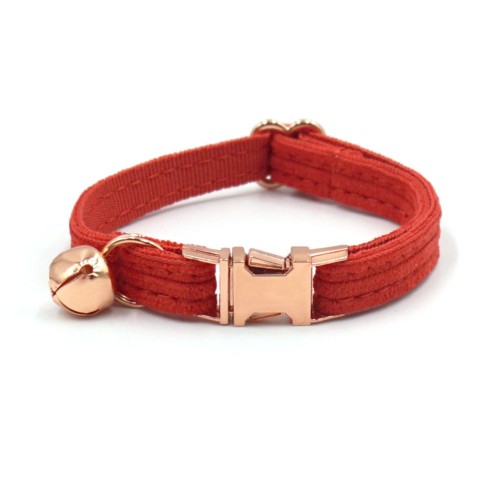 Pettns | Pumpkin Red Corduroy Cat Collar with Bow Detail and Optional Engraving