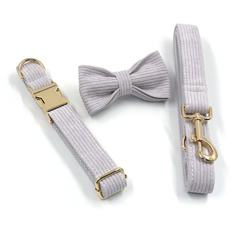 2023 Pet Supplies Dog Collar Leash Bow Tie Cross-Border Spot Engraving Pet Collar Leash Bow Tie