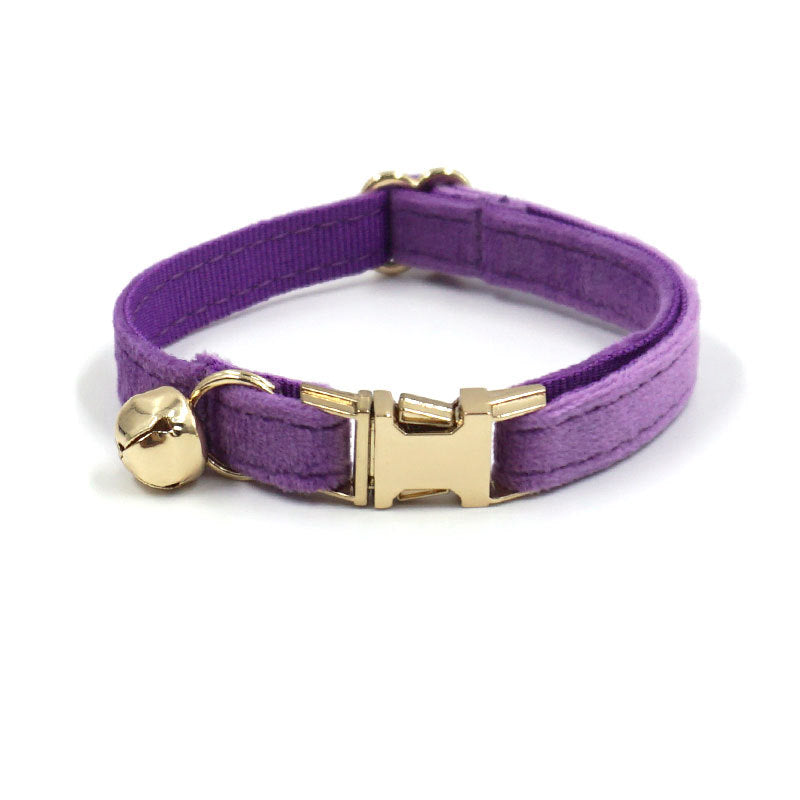 Pettns | Dark Purple Velvet Cat Collar with Custom Engraving for Everyday Pet Identification