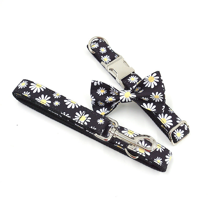Pettns | Daisy Pattern Double-Layer Dog Collar for Everyday Wear