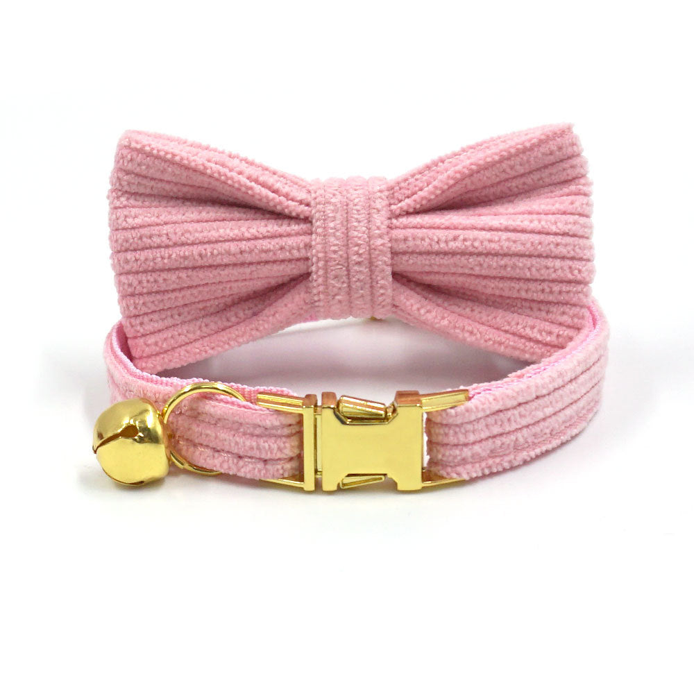 Cross-Border Wholesale Cute Cat Bell Collar, Handsome Cat Bow, Corduroy Cat Collar, Lettering Dropshipping