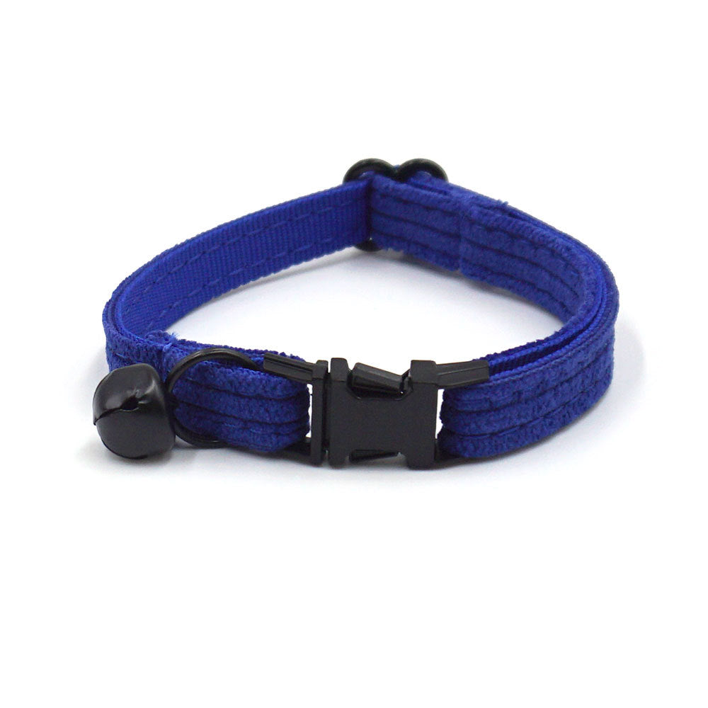 Pettns | Sapphire Blue Corduroy Cat Collar with Bow Detail, Bell and Optional Engraving