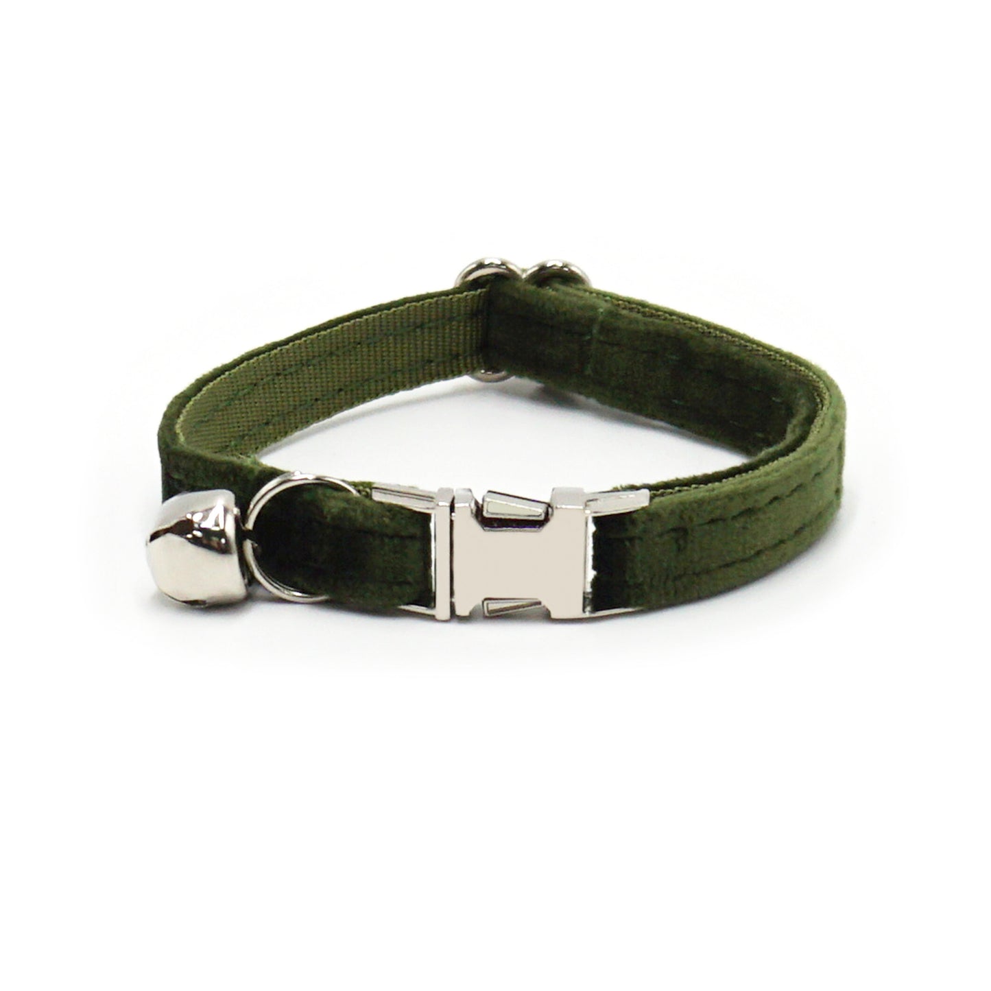 Cross-Border Pet Supplies Dropshipping Laser Engraving Cat Collar Army Green Velvet Pet Cat Bell Collar