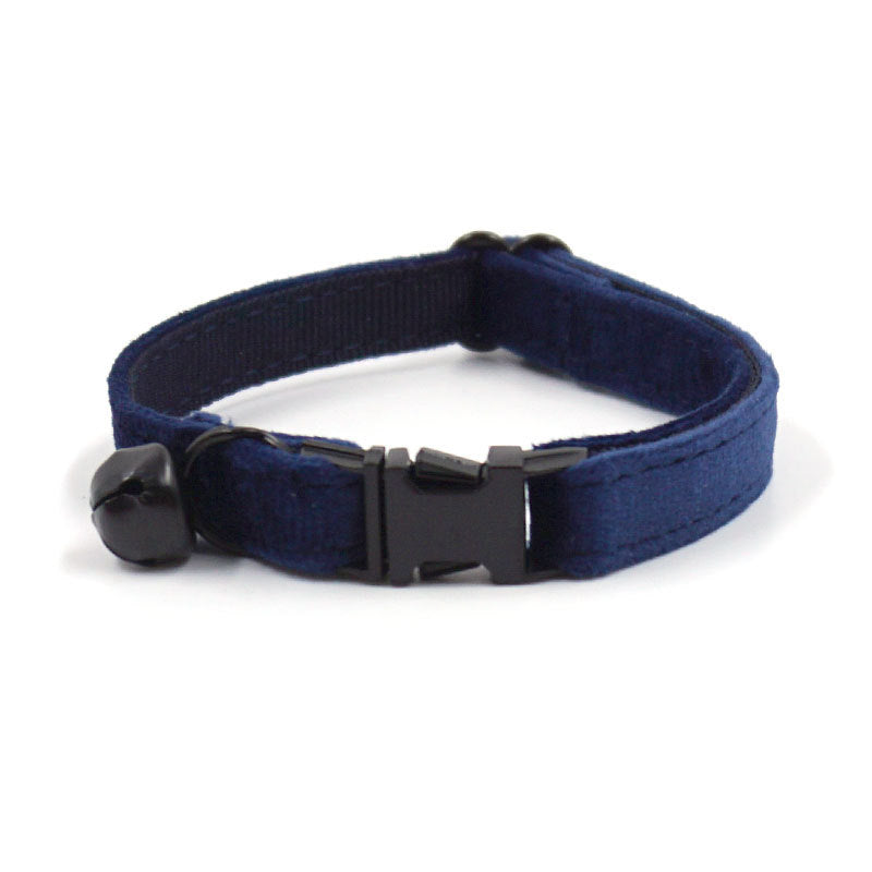 Pettns | Adjustable Blue Cat Collar with Bell, Rose Gold Buckle and Optional Engraving