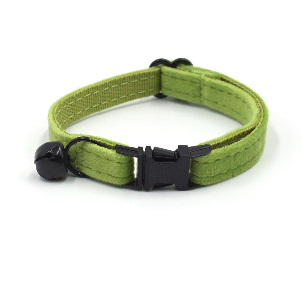Pettns | Matcha Green Velvet Cat Collar with Bow Detail, Letter Accent and Bell