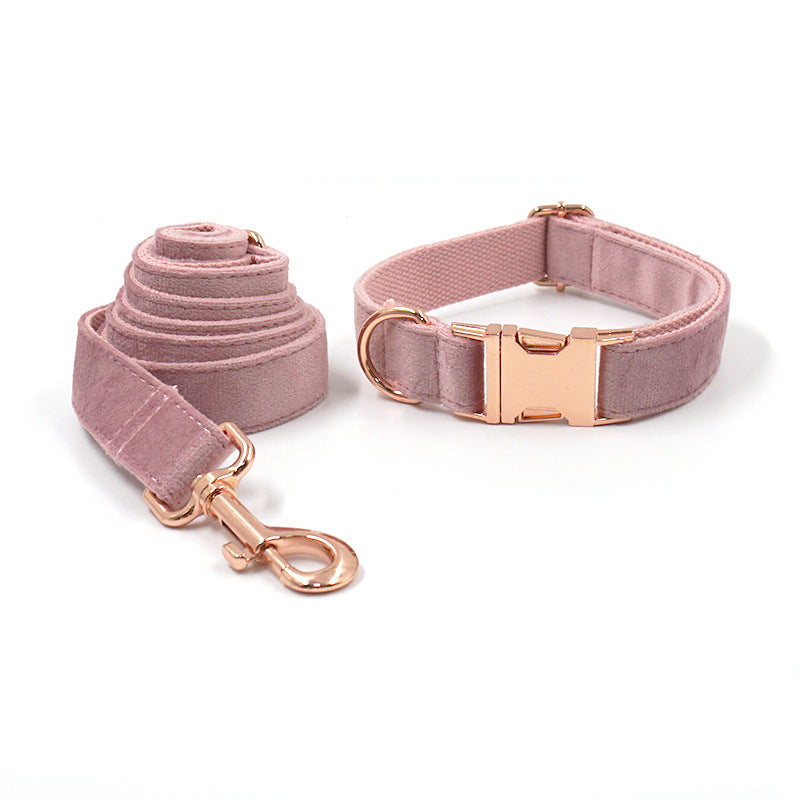Miha Boss Rose Gold Champagne Pink Velvet Pet Collar Leash Bow Set Lazada One Piece Drop Shipping