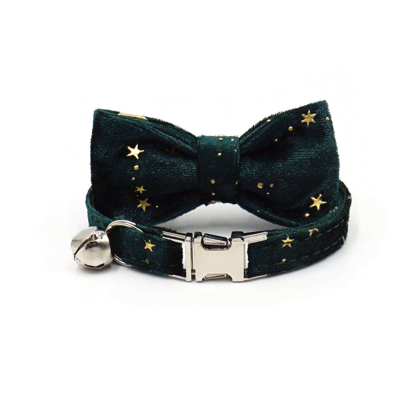Pettns | Green Velvet Cat Collar with Star Detail for Seasonal Daily Wear