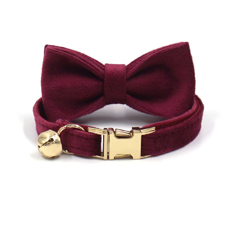 Pettns | Velvet Cat Collar with Bow Detail, Bell and Optional Laser Engraving