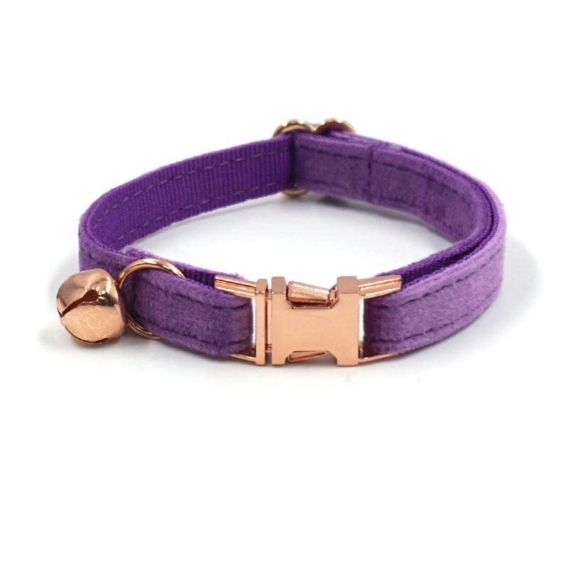 Pettns | Dark Purple Velvet Cat Collar with Custom Engraving for Everyday Pet Identification