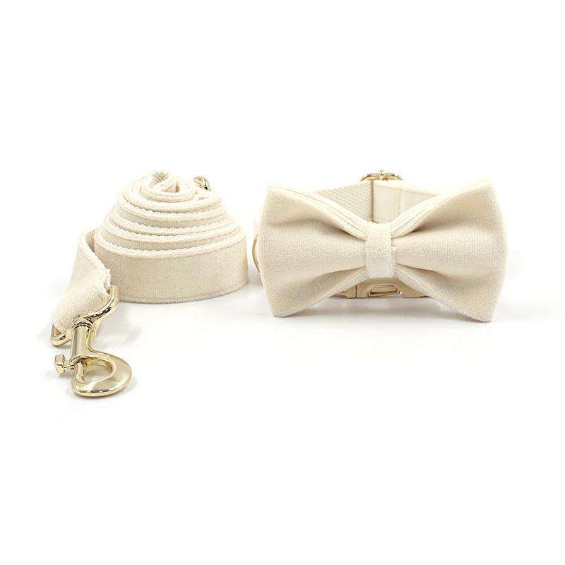 New Amazon Cross-Border Pet Outing Collar Traction Rope Bow Set Dog Collar Bow Traction Belt