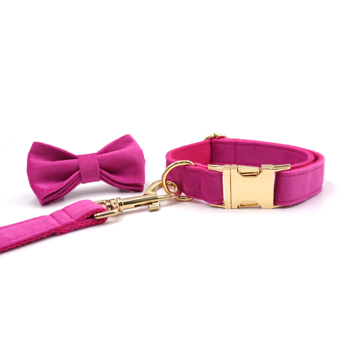Manufacturer Drop Shipping Cross-Border Rose Red Velvet Pet Collar Leash Bow Set Laser Engraving Logo