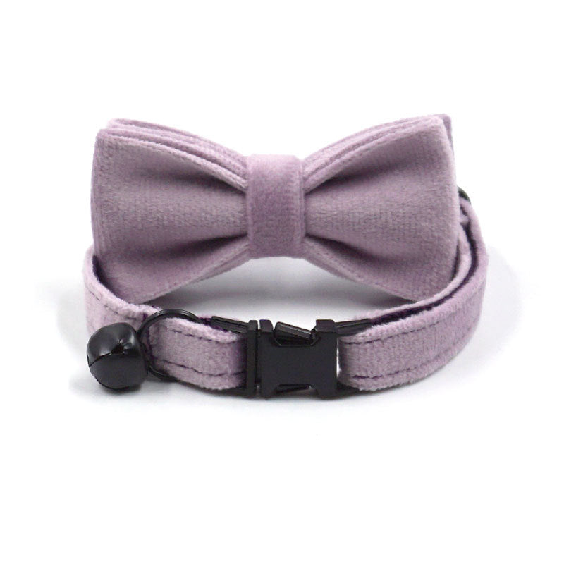 Pettns | Purple Velvet Cat Collar with Bow Detail, Bell Accent and Optional Engraving