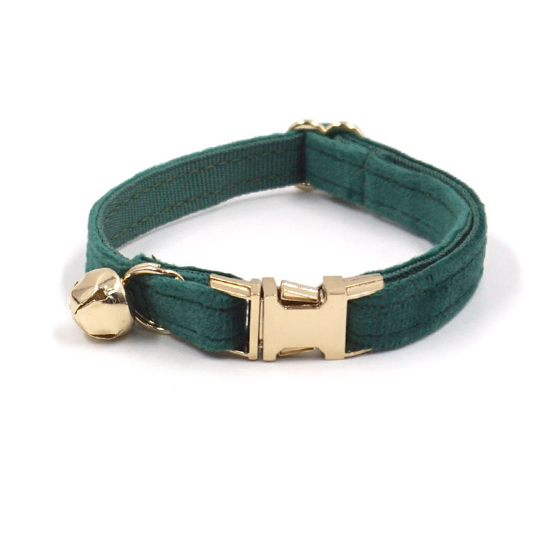 Pettns | Green Velvet Cat Collar with Optional Engraving for Everyday Pet Use