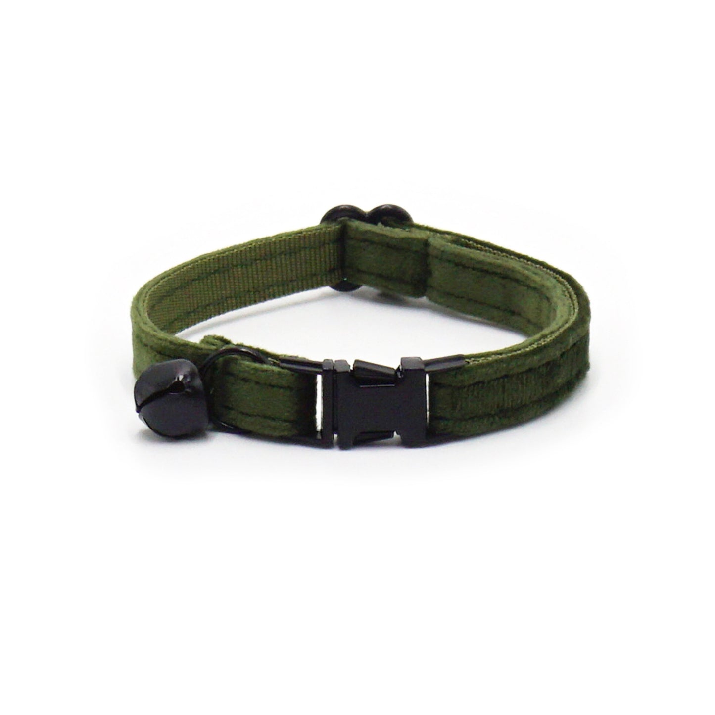 Cross-Border Pet Supplies Dropshipping Laser Engraving Cat Collar Army Green Velvet Pet Cat Bell Collar