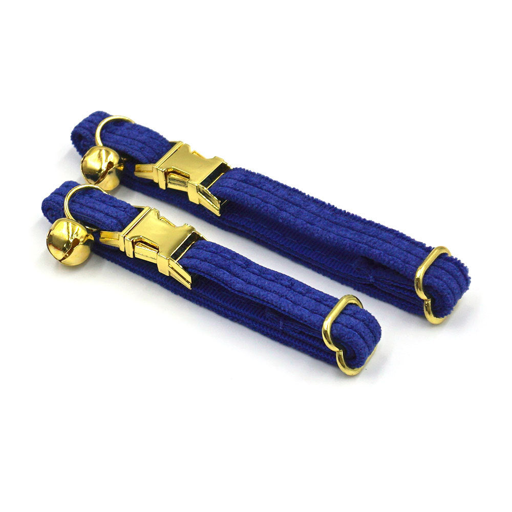 Pettns | Sapphire Blue Corduroy Cat Collar with Bow Detail, Bell and Optional Engraving