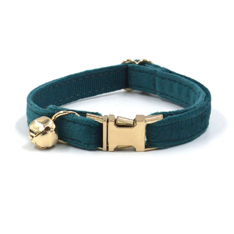 Pettns | Gem Green Velvet Cat Collar with Optional Engraving for Daily Wear