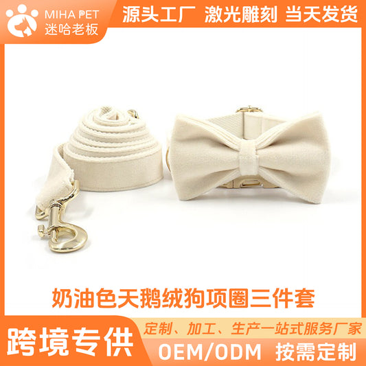 New Amazon Cross-Border Pet Outing Collar Traction Rope Bow Set Dog Collar Bow Traction Belt