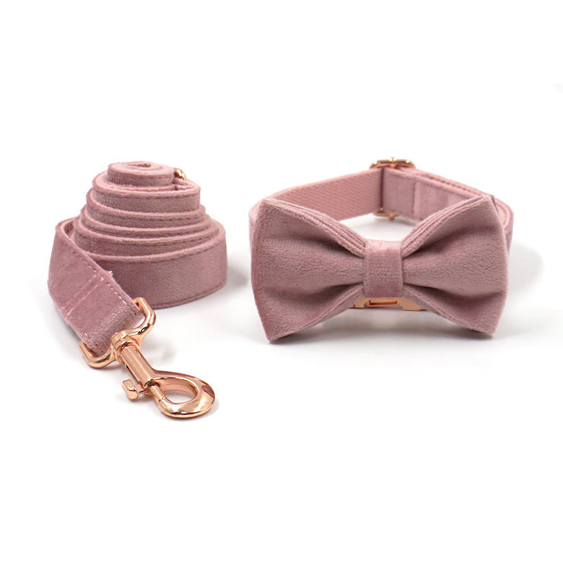 Miha Boss Rose Gold Champagne Pink Velvet Pet Collar Leash Bow Set Lazada One Piece Drop Shipping